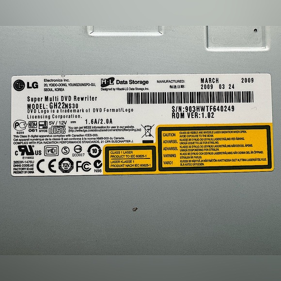 2/$15 - Super Multi DVD Rewriter
Model: GH22NS30 - Picture 4 of 5
